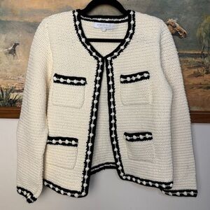 HUNTER BELL Cream and Black Cardigan